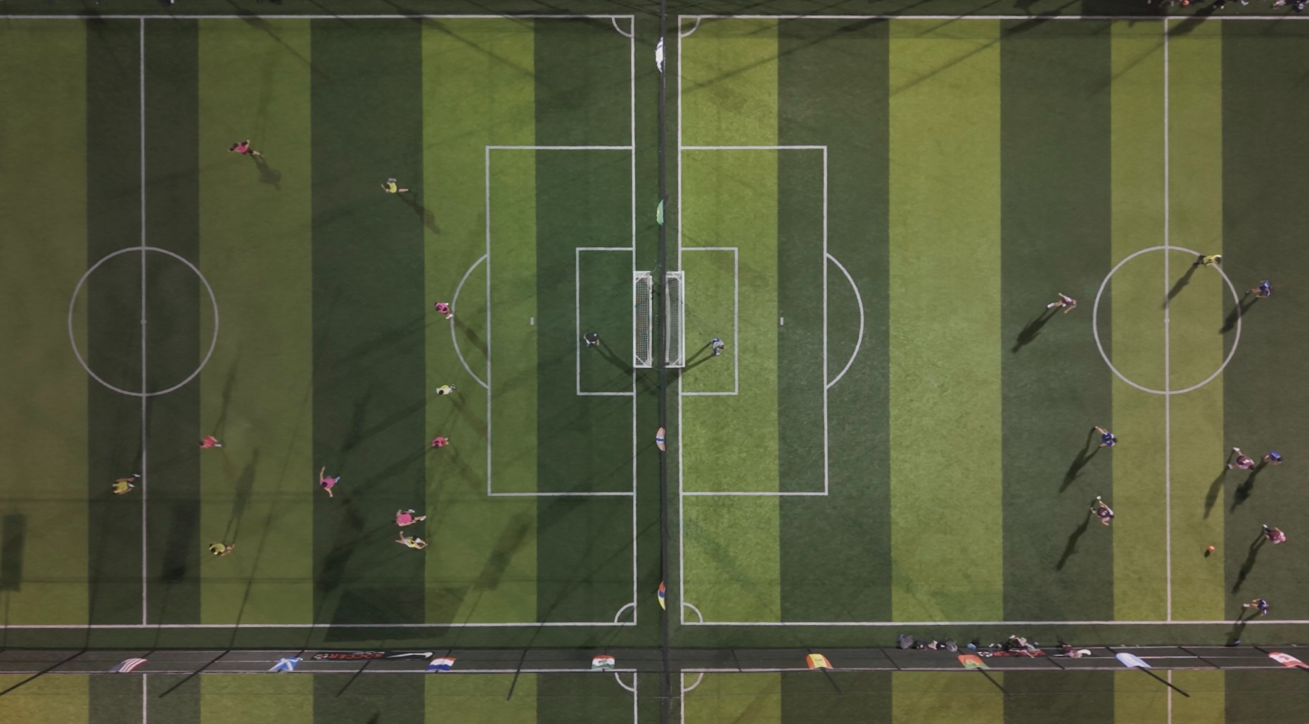 Ariel view of the fields at night during a game at coconut creek